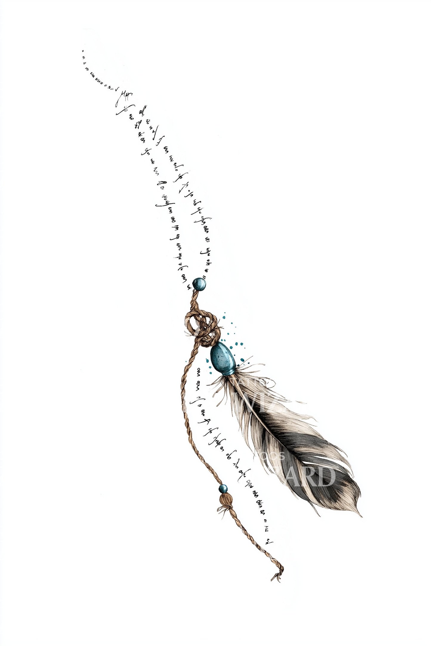 Delicate Beaded Feather Tattoo Idea