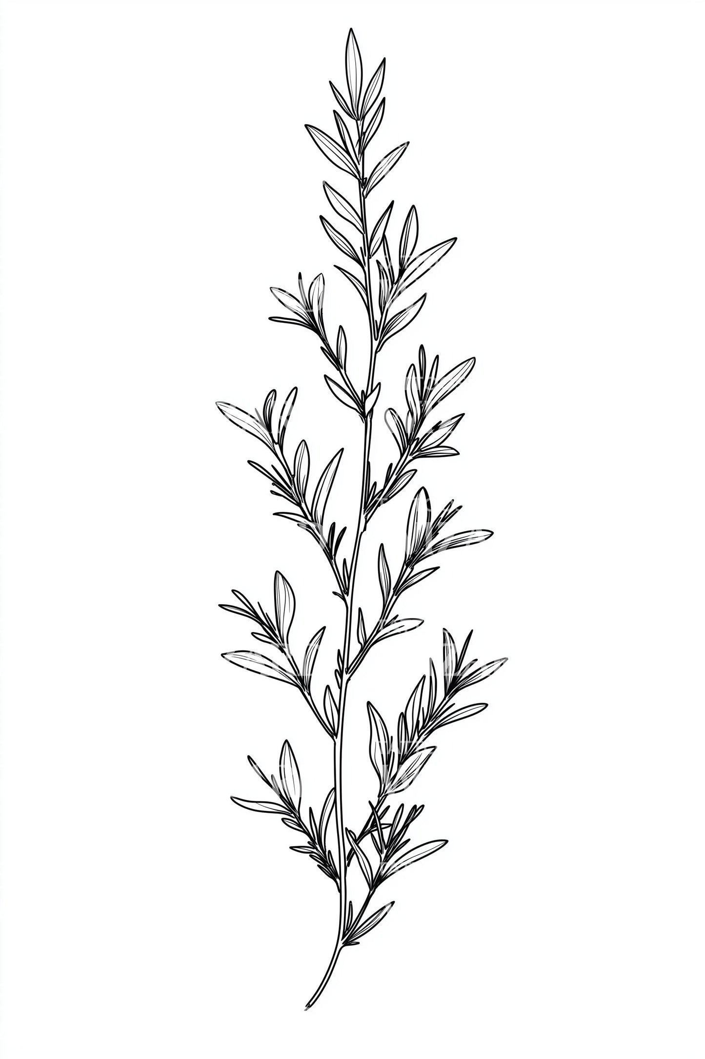 Delicate Botanical Sprig Tattoo Illustration