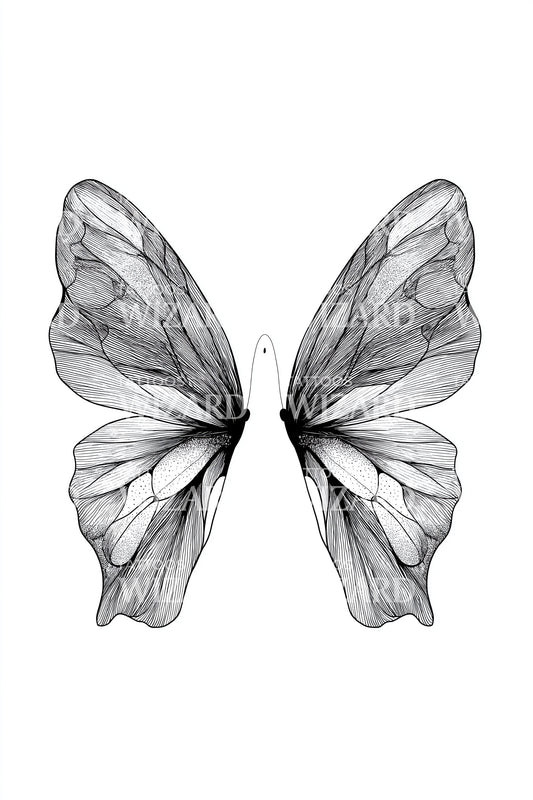 Design di tatuaggio con ali di farfalla delicate