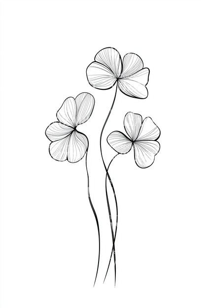 Delicate Clover Stems Tattoo Idea