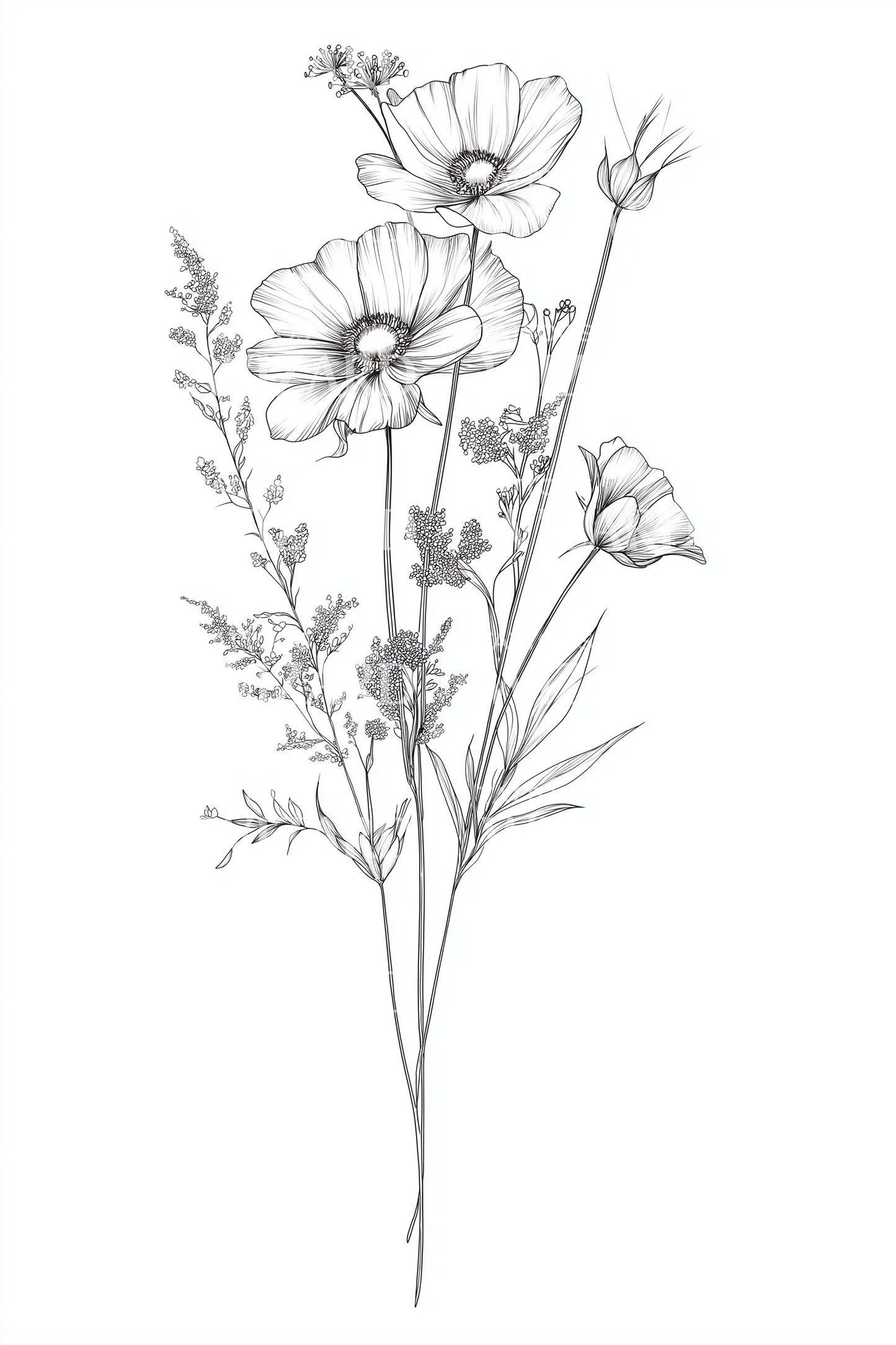 Delicate Cosmos Stem Tattoo Design