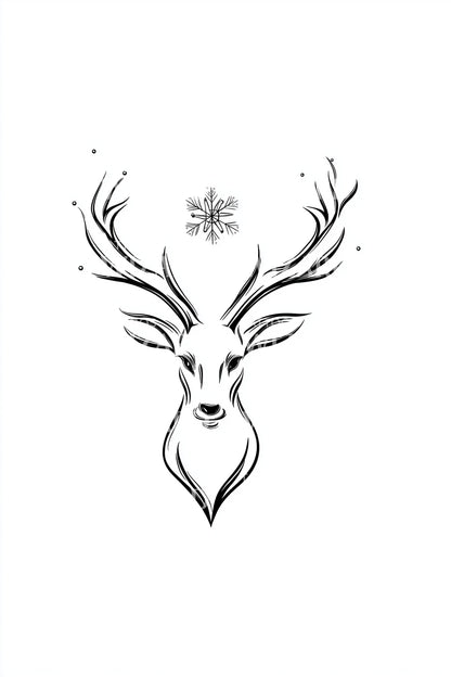 Delicate Deer Snowflake Tattoo Design