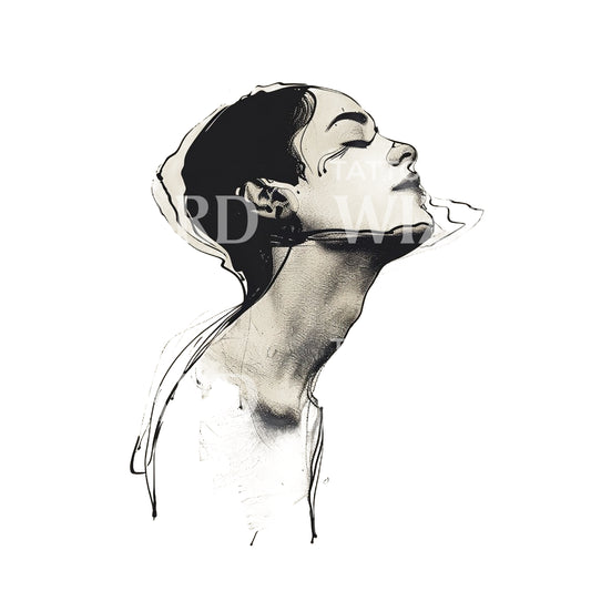 Delicate Depression Portrait Tattoo Design