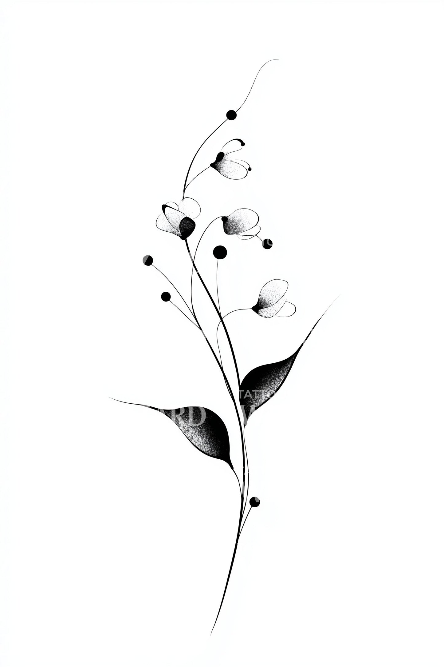 Delicate Dot Stem Tattoo Idea