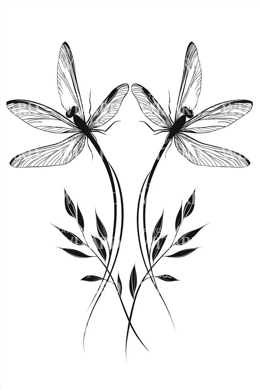 Delicate Dragonfly Pair Tattoo Design
