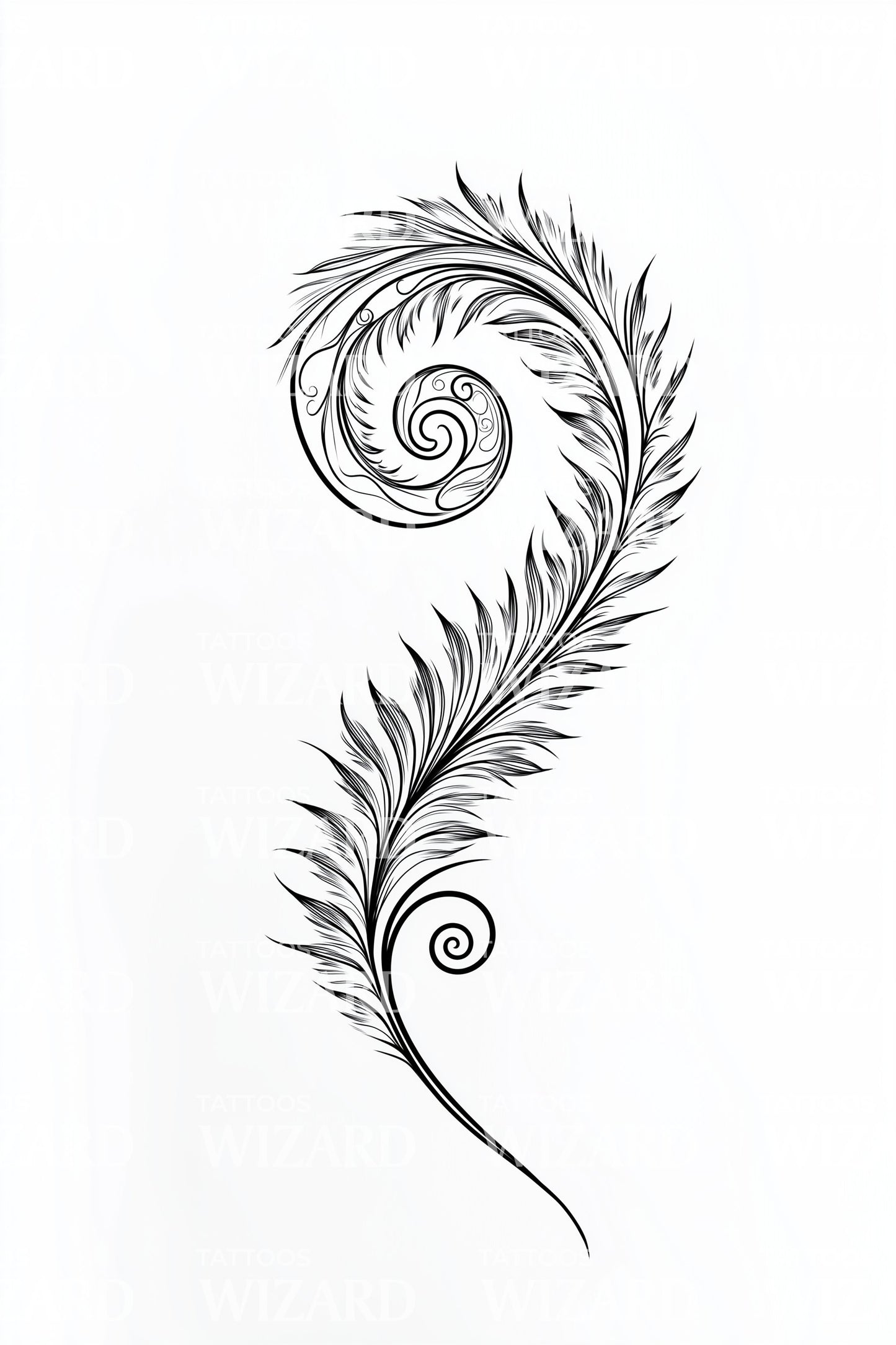 Delicate Fern Scroll Tattoo Idea