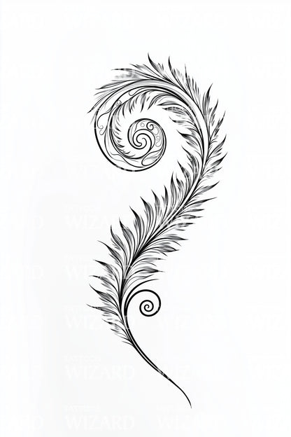 Delicate Fern Scroll Tattoo Idea