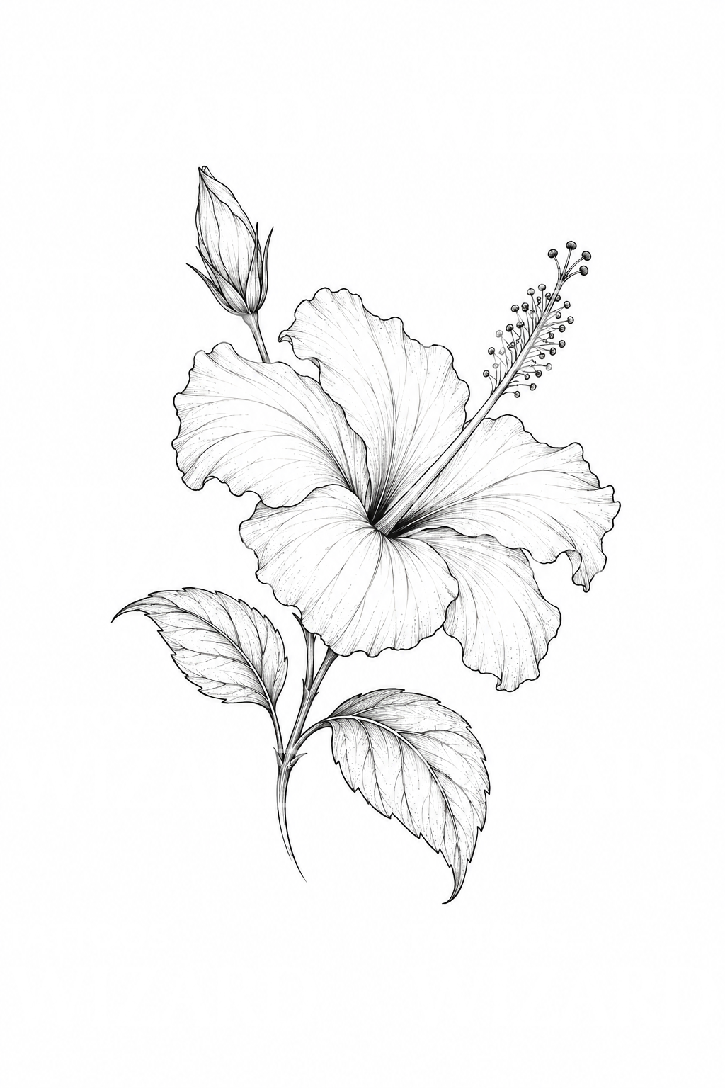 Zarif fine line hibiskus dövmesi fikri
