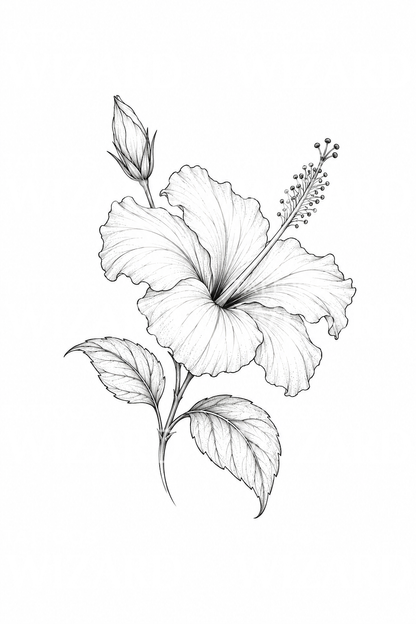 Zarif fine line hibiskus dövmesi fikri