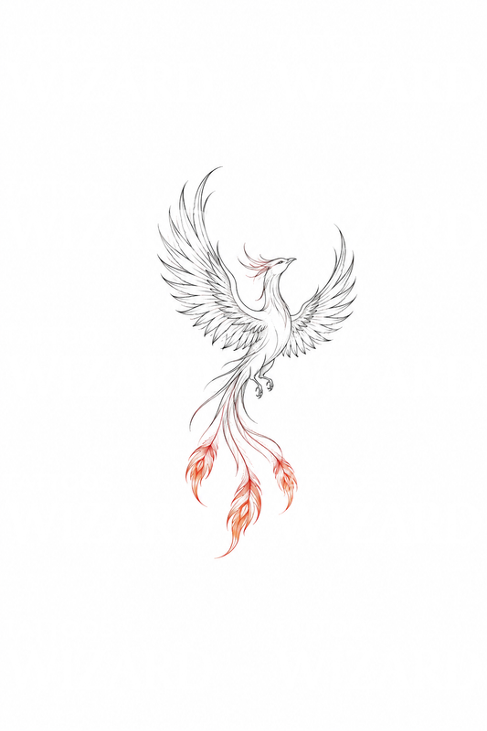 Delicate Fine Line Phoenix Tattoo Idea