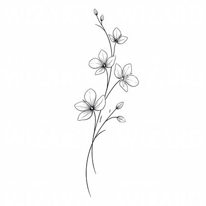 Delicate Floral Stem Tattoo Design