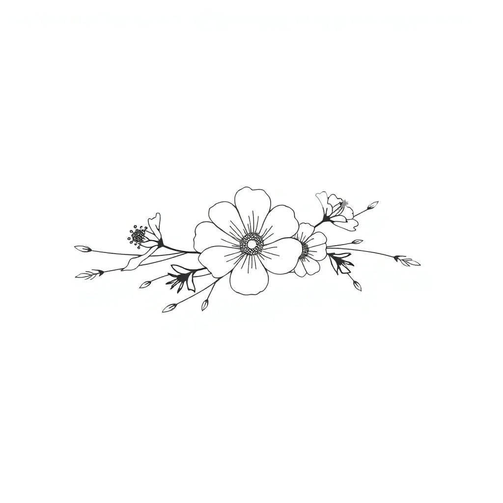 Delicate Floral Tattoo Design