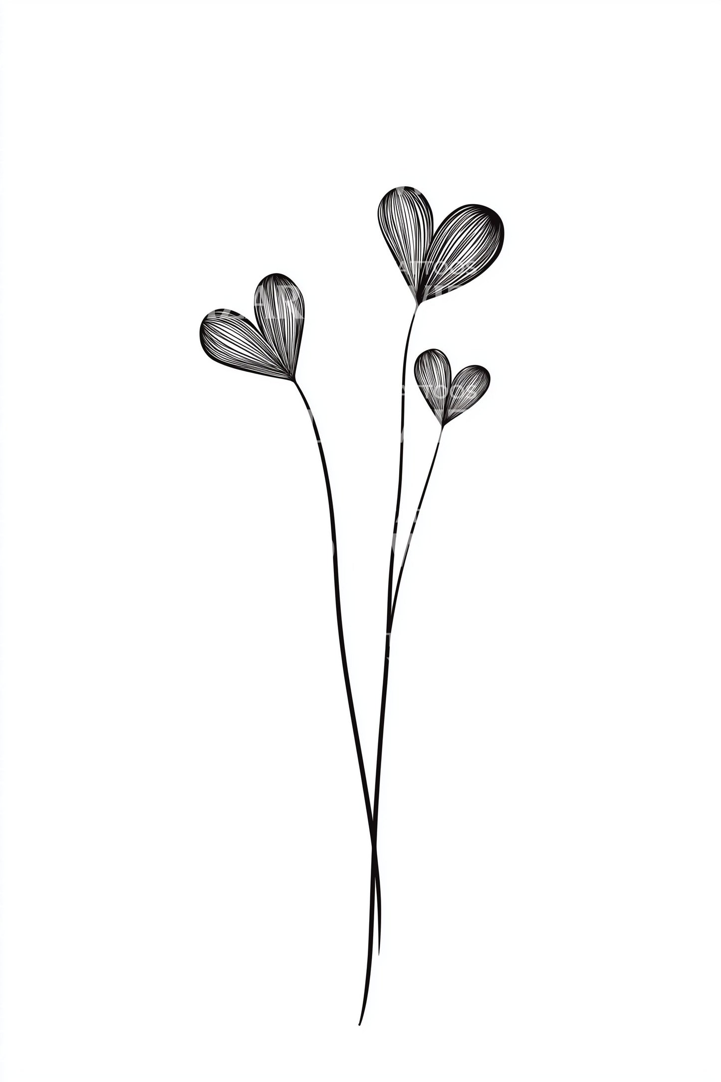 Delicate Heart Stems Tattoo Design