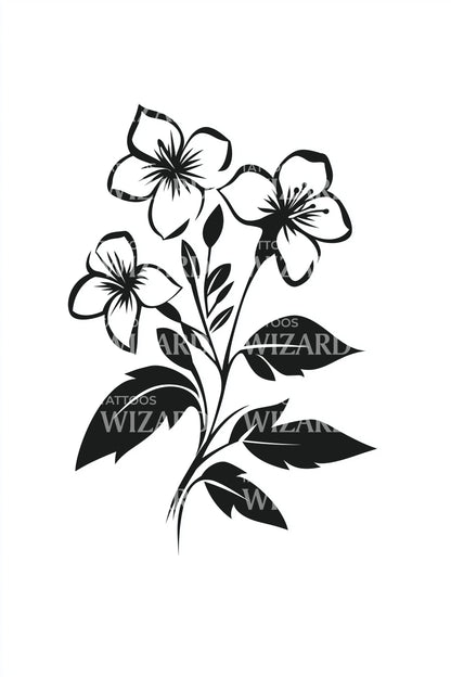 Ideia de Tatuagem de Ramo Delicado de Jasmim