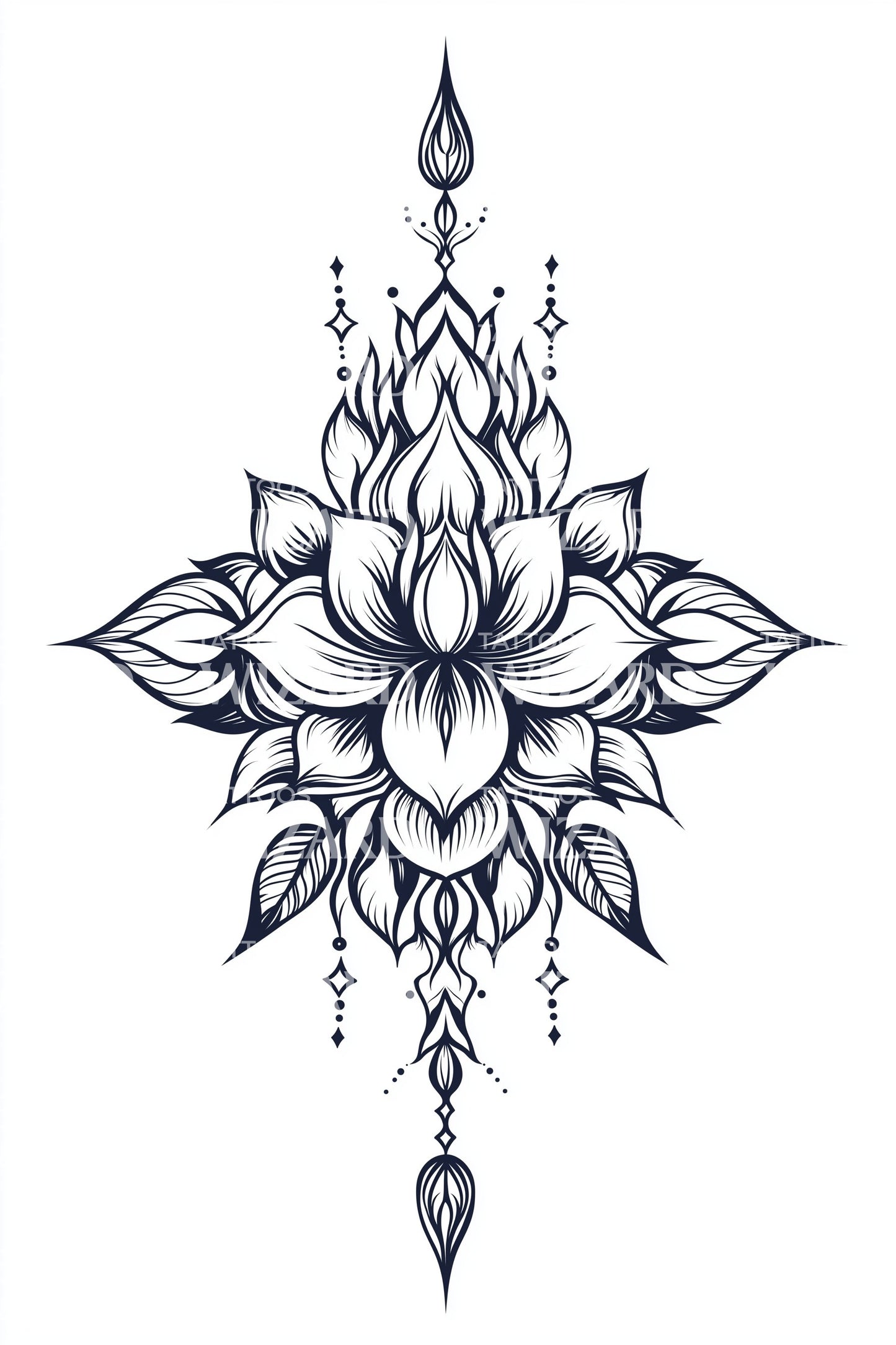 Delicate Lotus Filigree Tattoo Idea