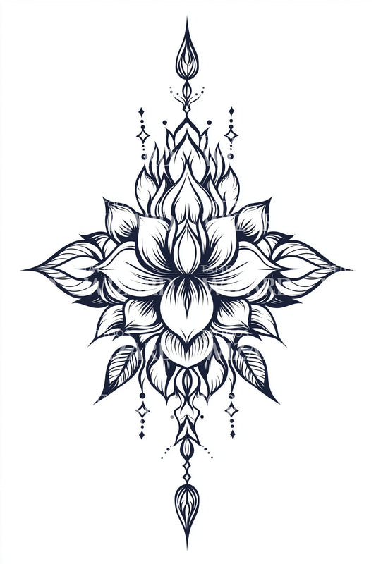 Delicate Lotus Filigree Tattoo Idea