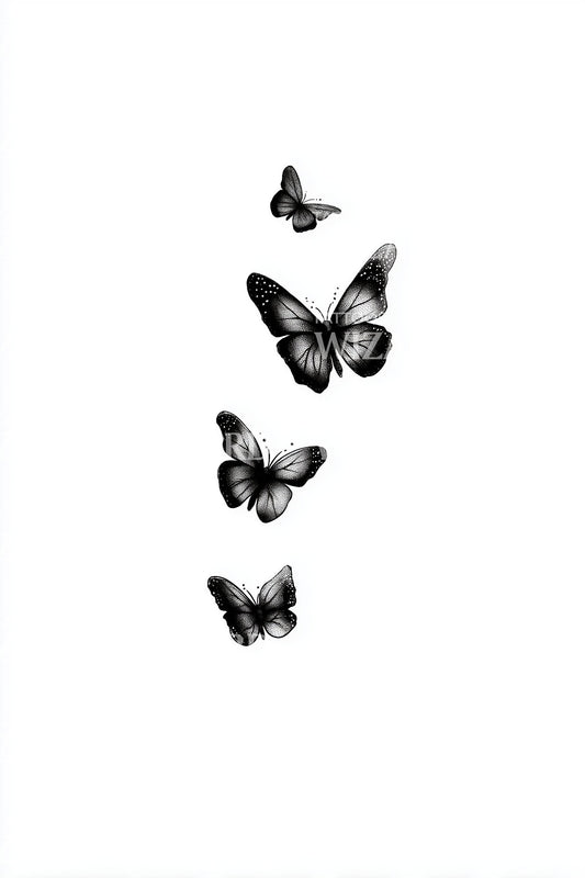 Delicate Mini Butterflies Tattoo Idea