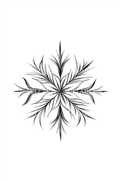 Delicate Pine Snowflake Tattoo Idea