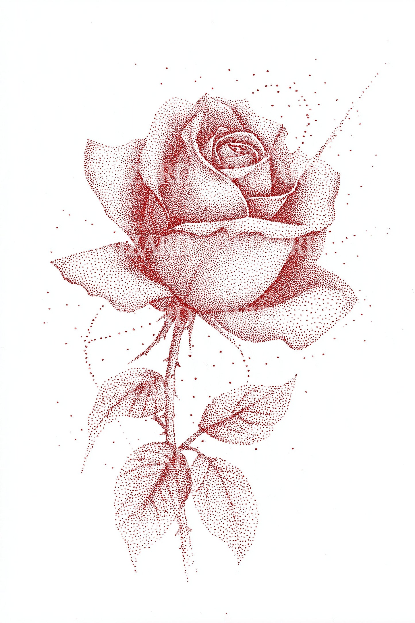 Ilustração de Tatuagem de Rosa Rosa Delicada