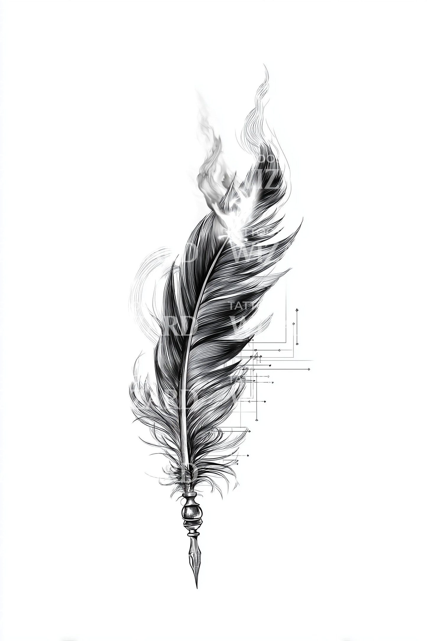 Delicate Quill Feather Tattoo Design
