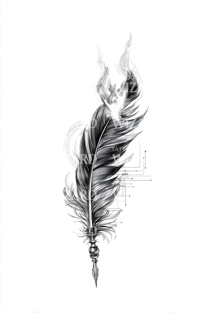 Delicate Quill Feather Tattoo Design