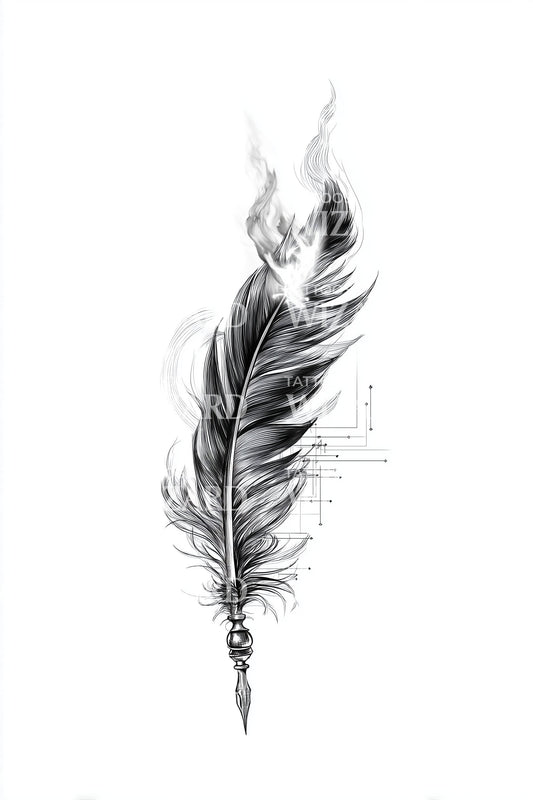 Delicate Quill Feather Tattoo Design