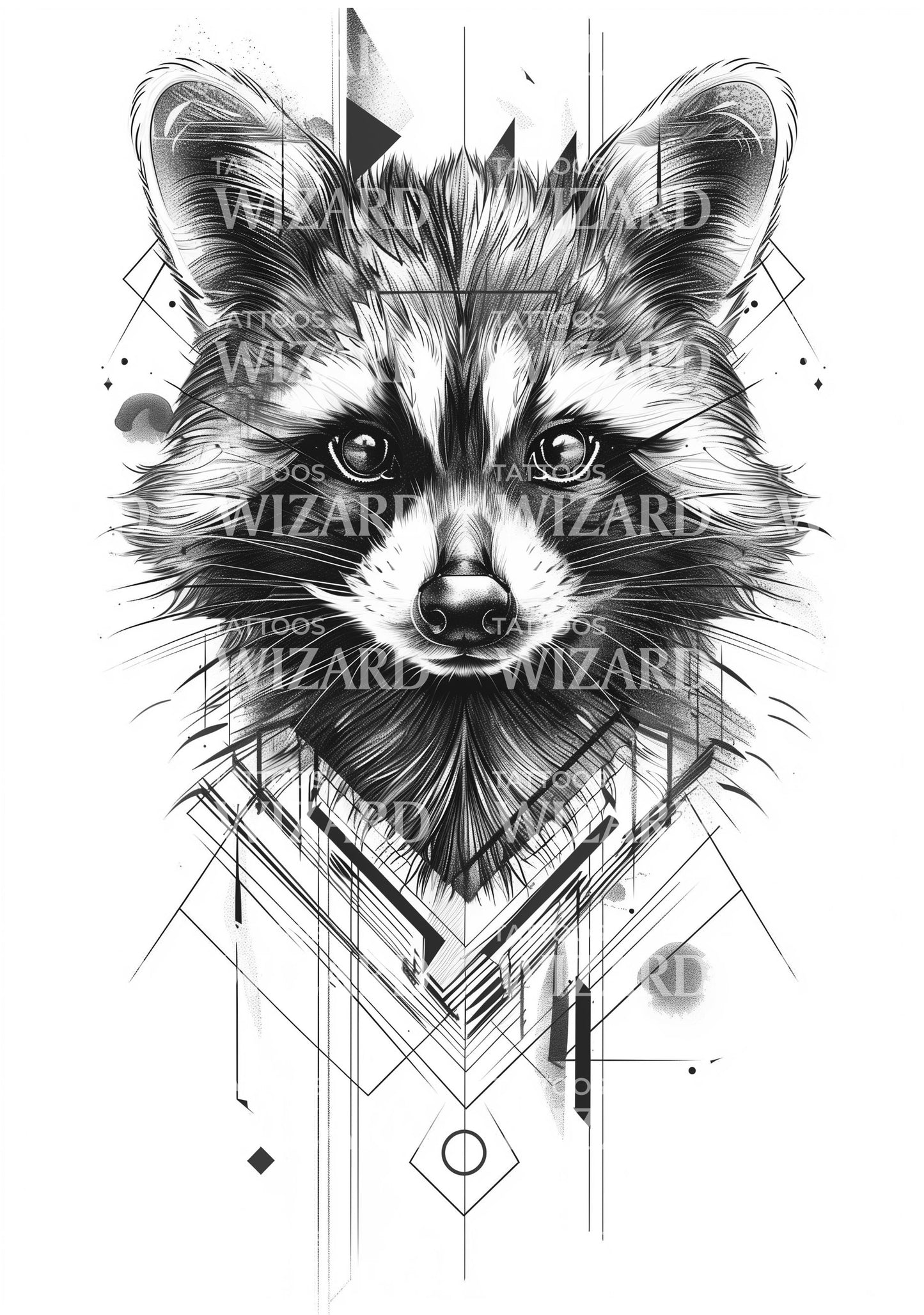 Delicate Raccoon Tattoo Design