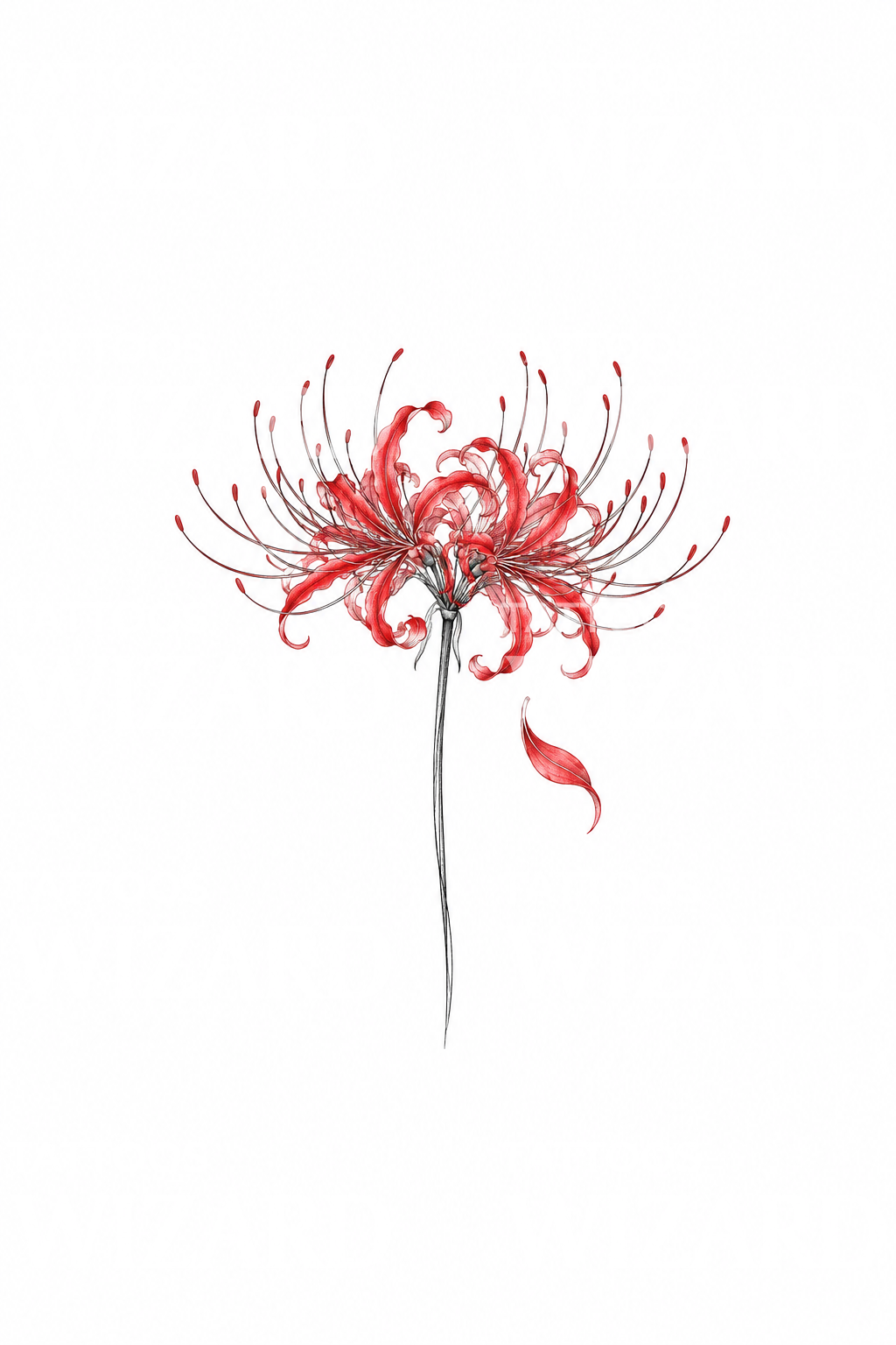 Delicaat fine-line-tattoo-idee met rode spinnenlelie