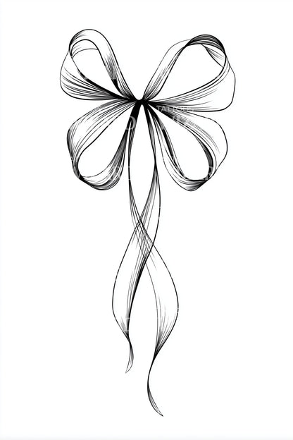 Delicate Ribbon Bow Tattoo Illustration