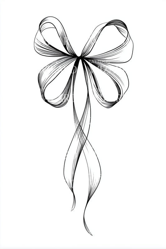 Delicate Ribbon Bow Tattoo Illustration