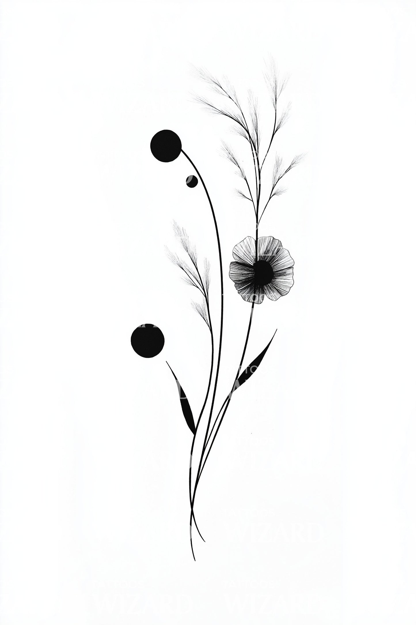 Design del tatuaggio con delicati baccelli di stelo