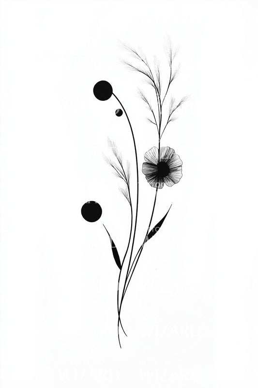 Design del tatuaggio con delicati baccelli di stelo