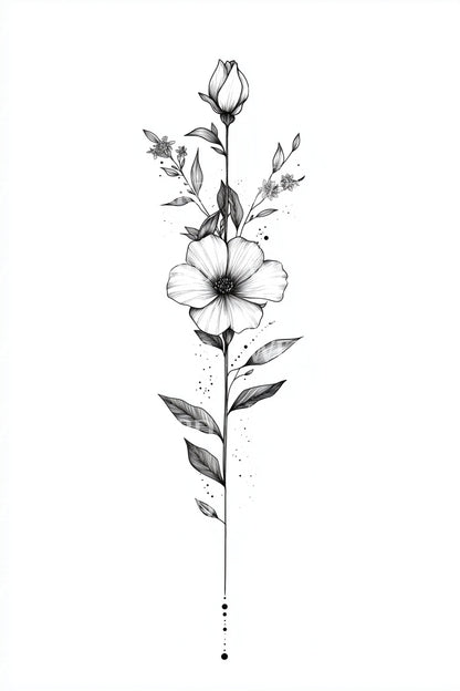Design de tatouage délicat de bouquet vertical