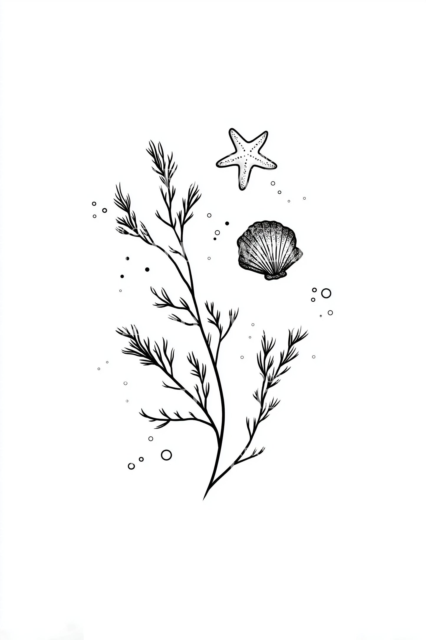 Delicate Wildflower Sprig Tattoo Illustration