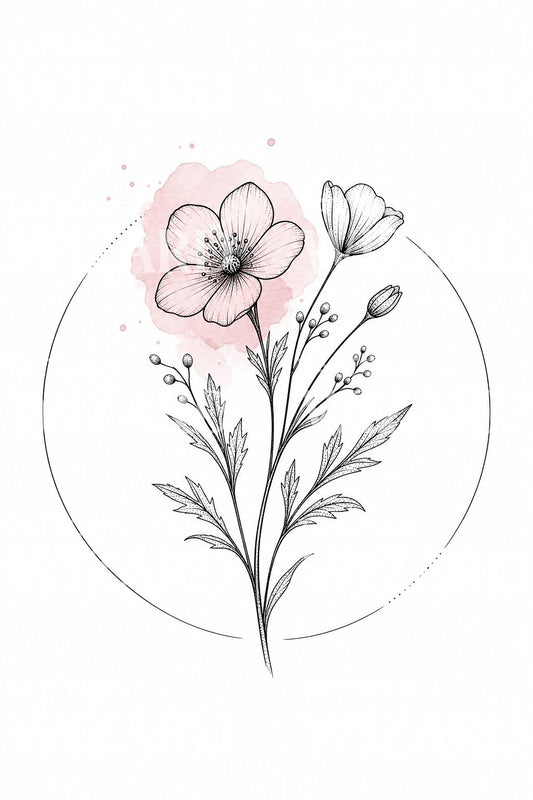 Delicate Wildflower Stem Tattoo Idea