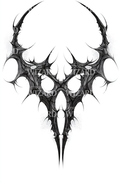 Design de Tatuagem de Máscara com Chifres Demoníacos