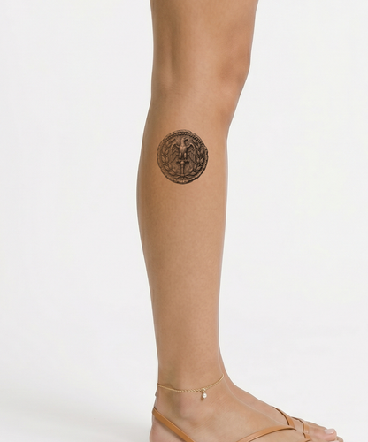 Silver Denarius Eagle Coin Tattoo Illustration