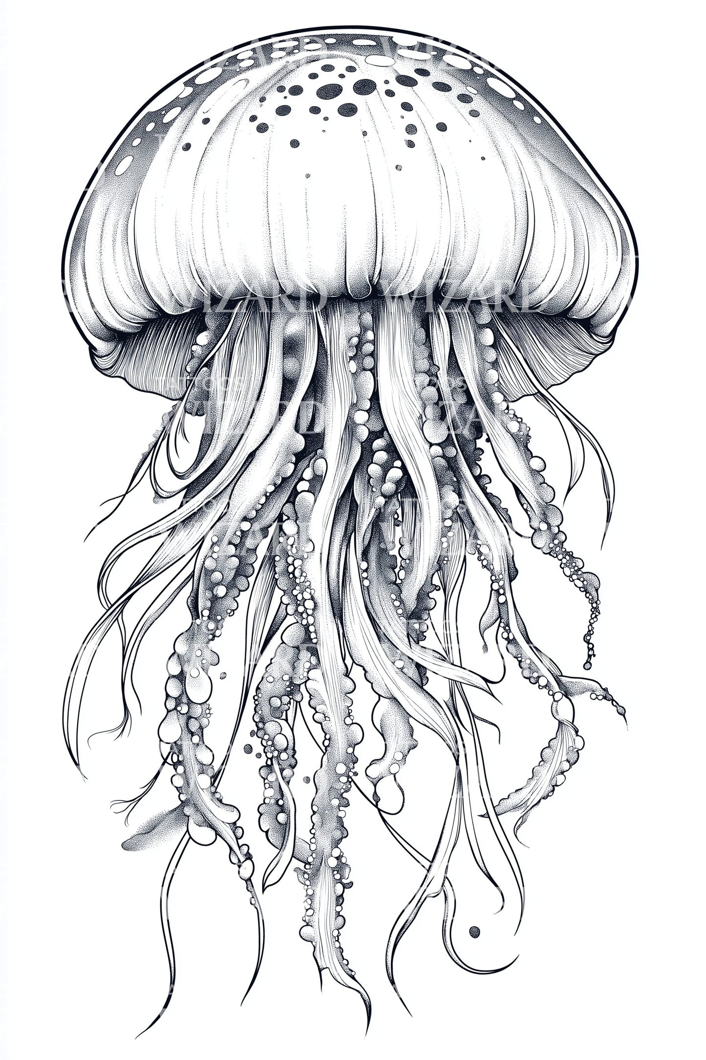 Dense Tentacle Jellyfish Tattoo Design