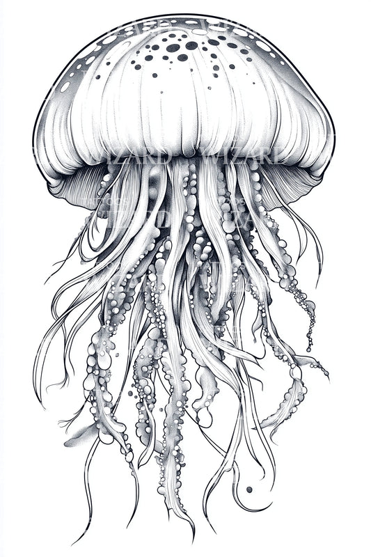 Dense Tentacle Jellyfish Tattoo Design