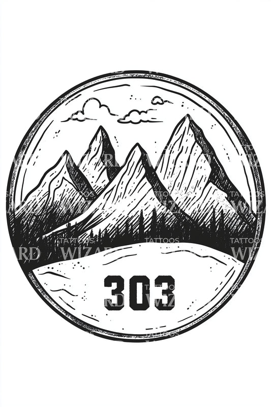Denver Peaks 303 Tattoo Design