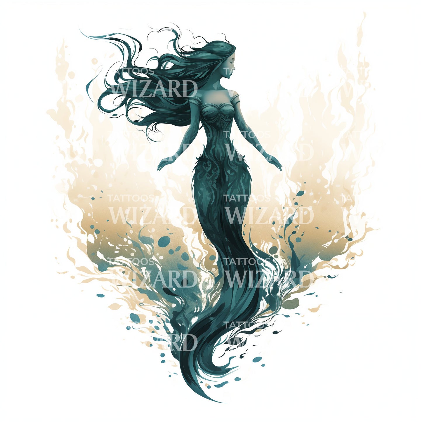 Depressed Mermaid Tattoo Design