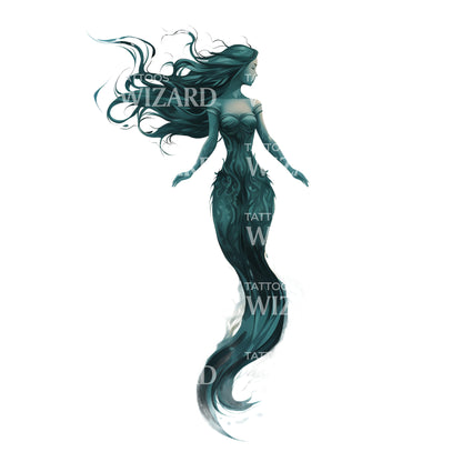 Depressed Mermaid Tattoo Design