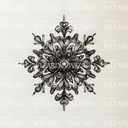 Depressive Ornamental Snowflake Tattoo Design