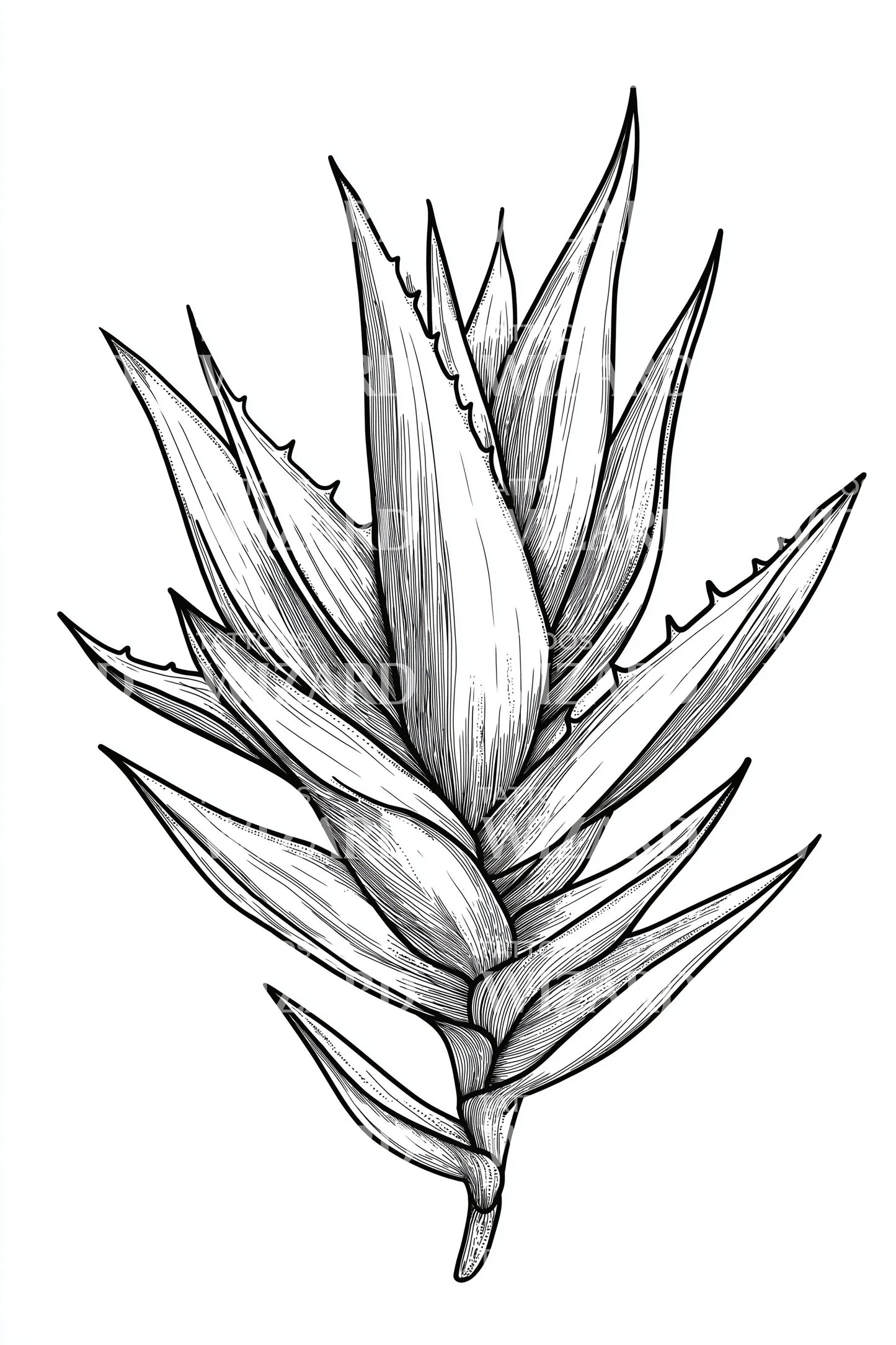 Desert Agave Leaves Tattoo Illustration