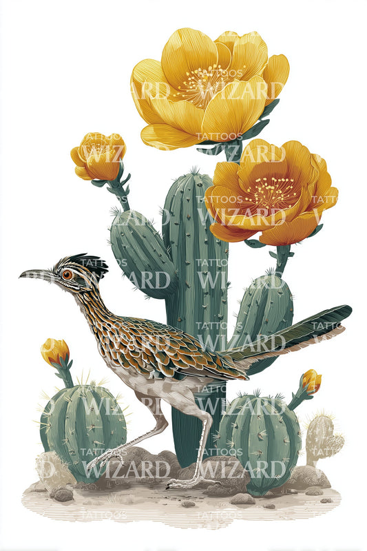 Desenho de Tatuagem Corredor da Estrada Flor do Deserto