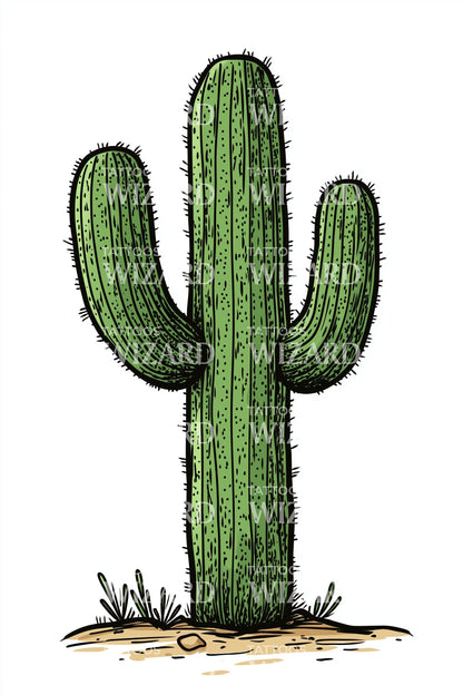 Desert Cactus Tattoo Design