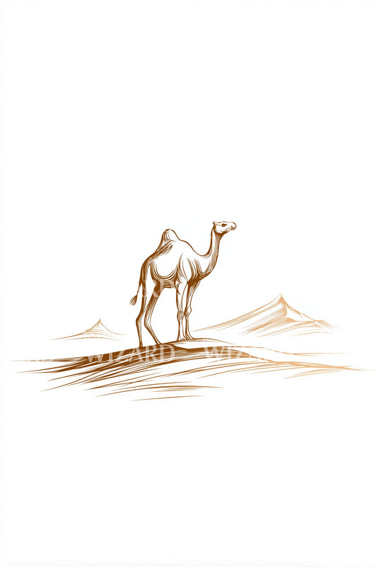 Desert Camel Silhouette Tattoo Design