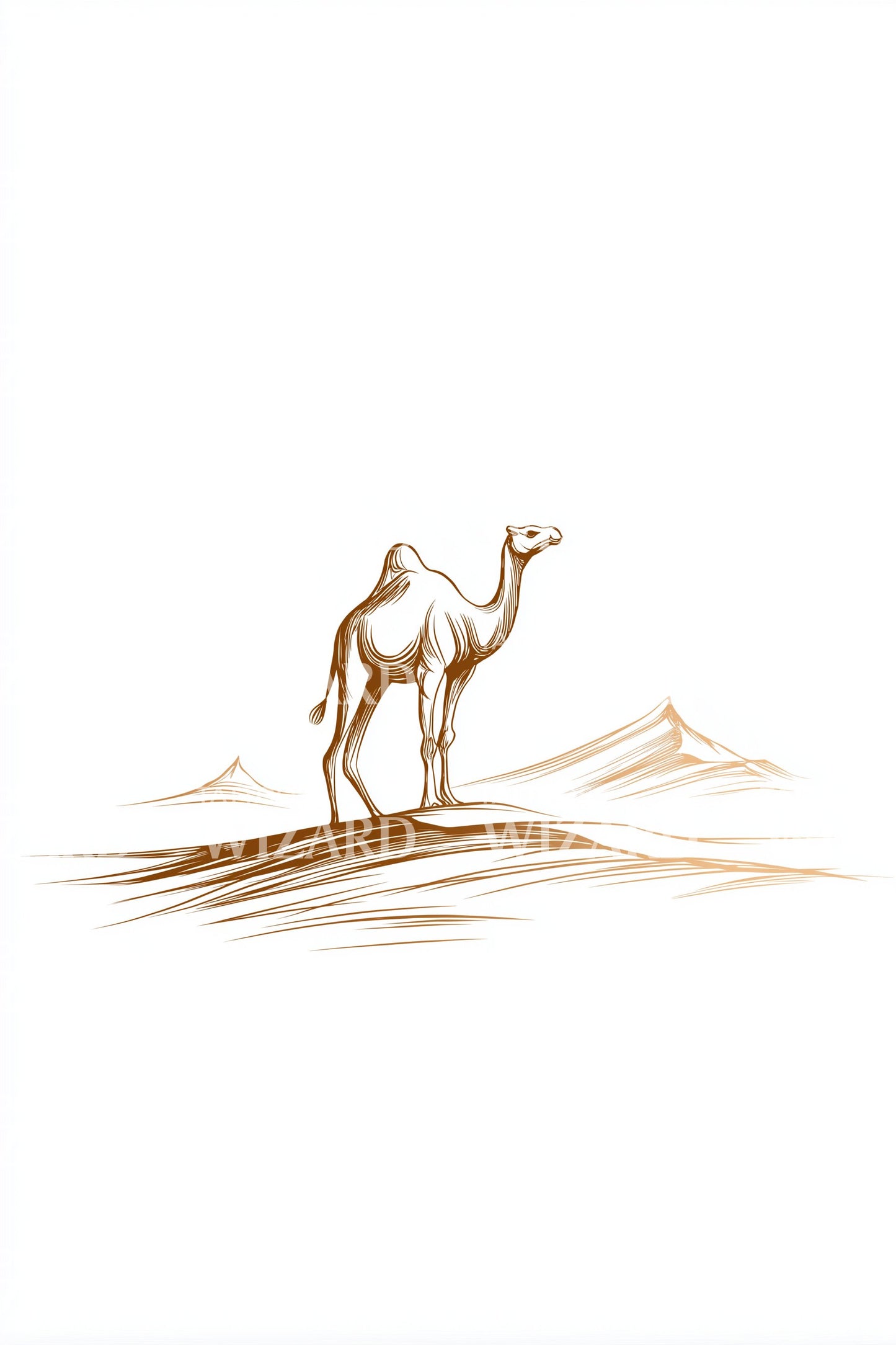 Desert Camel Silhouette Tattoo Design