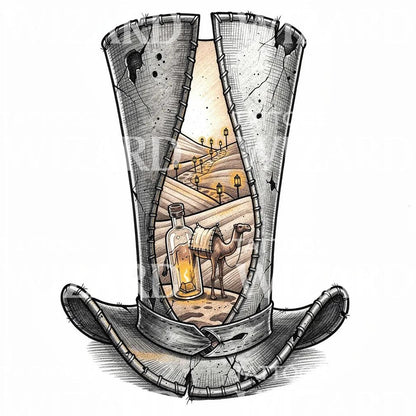 Desert Hat Portal Tattoo Design
