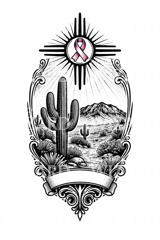 Desert Ribbon Emblem Tattoo Design